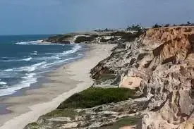 Praia com falésias no litoral leste do Ceará